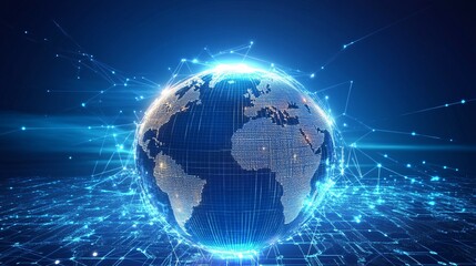 Fototapeta premium 3D Digital Earth Globe with Network Connections