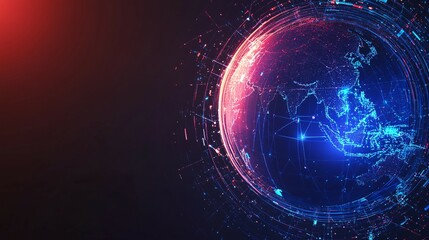 Obraz premium Abstract Digital Globe with Network Connections and Light Trails