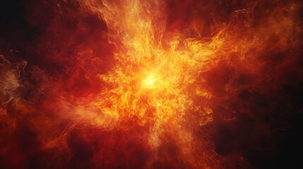 Captivating explosion of fiery colors resembling a cosmic phenomenon in the vast darkness of space