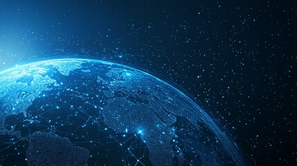 Obraz premium Digital Earth with a Blue Network of Connections