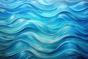 Wavy painterly light texture painted with oil brushstrokes of blue colors in forced perspective