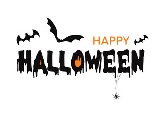 Happy halloween greeting card with bats,web,spider background.Vector design.