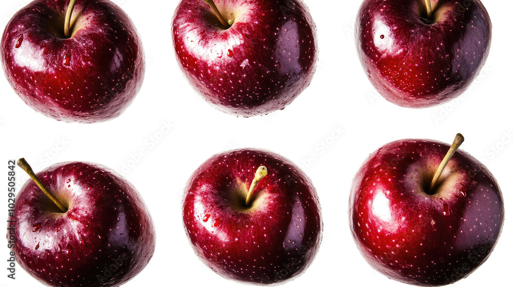 Aufkleber fresh red apples collection arranged on a white background generative ai