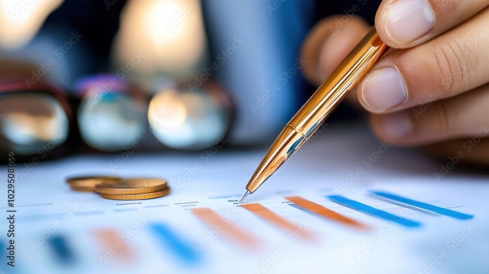 Poster credit score report analysis with graphs and pen