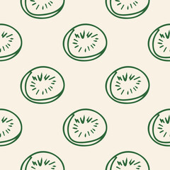Kiwi fruit seamless pattern for decorating fashion designs, fabrics, wallpapers and prints. Vector background