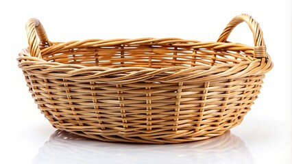 Obraz premium Wicker basket without handle on white background leading lines