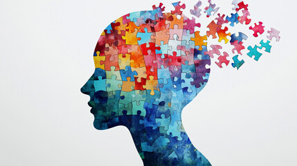 Human Head Puzzle Pieces Missing  Mental Health  Abstract Illustration