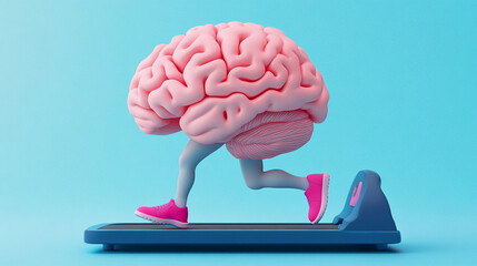 Brain Running on Treadmill   Mental Health  Fitness  Exercise  Concept