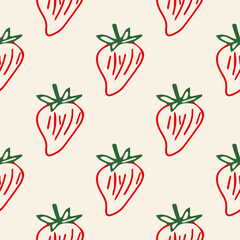 Seamless pattern with strawberries. Cute kids pattern for fabric, wrapping paper, clothes.