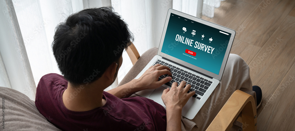 Poster online survey form for modish digital information collection on the internet network