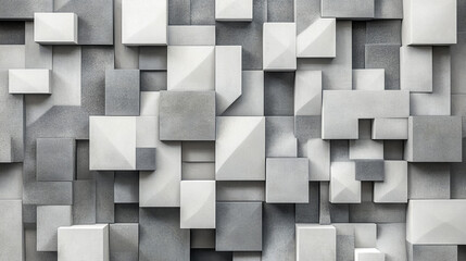 Abstract Grey and White 3D Cube Pattern Background Texture