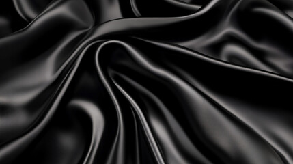 Obraz premium Smooth Black Silk Fabric Drape Texture Background
