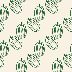 gooseberry seamless pattern with fruits in the doodle style. Drawn by ink.