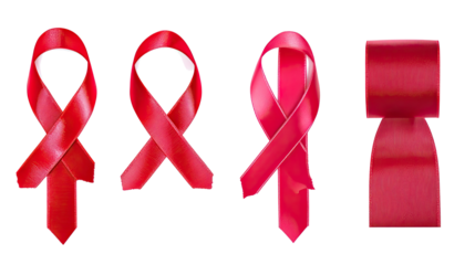 Collection of Various Red Ribbons Isolated on a White Background Generative AI