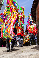 Obraz premium traditional masks of the popular carnival of Buxán called Folión in province of Ourense, Galicia. España