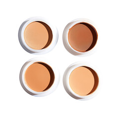 Fototapeta premium Four shades of face foundation displayed in circular makeup containers isolated on transparent background (2)