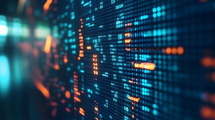 Close up shot on digital screen data value of stock market change and volatility prices profit or loss