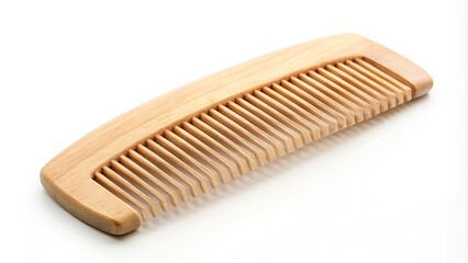 Wooden thin comb on white background