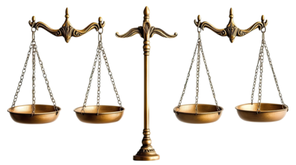 Classic Brass Scales of Justice Set Against a White Background Generative AI