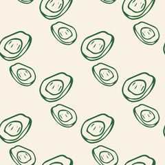 Avocado vector seamless pattern. Perfect for package, labels Design element. Vector pattern