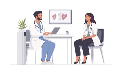 Doctor reviewing EKG with patient. .