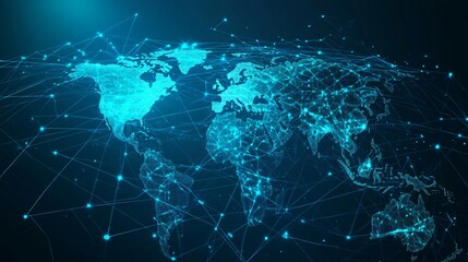 Global Network of Interconnected Dots and Lines