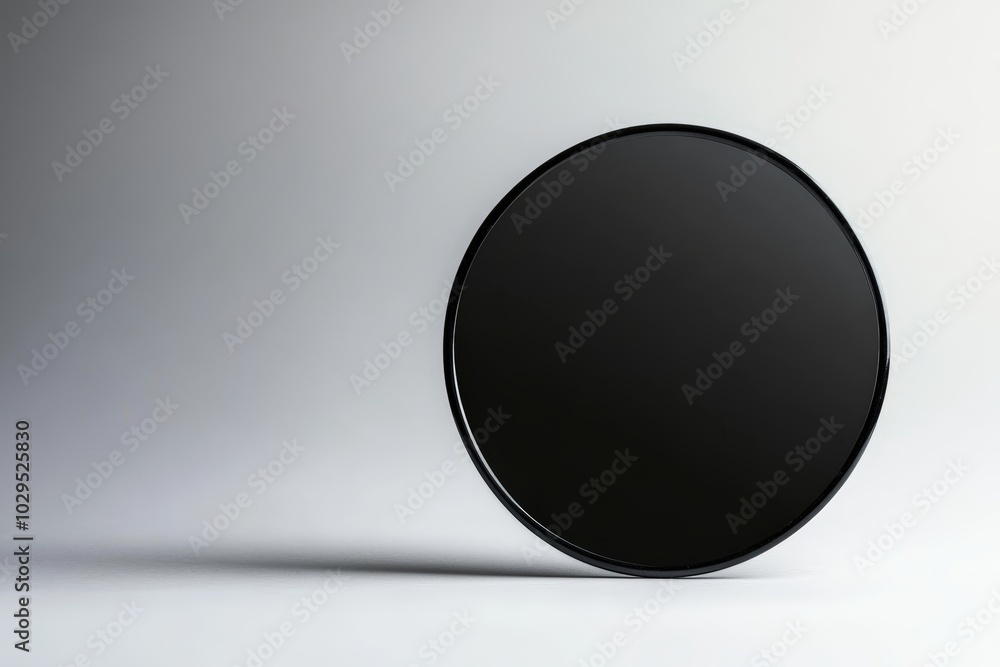 Aufkleber black circular object on a gradient background, artistic and minimalistic design.