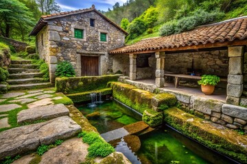 Fototapeta premium Old Traditional Public Washhouse in Portugal - Historical Architecture and Cultural Heritage