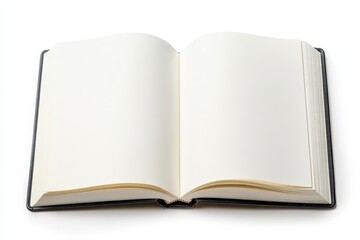 Open blank book with empty pages on white isolate background.