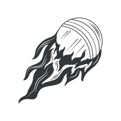 ball onfire cricket sport sketch style