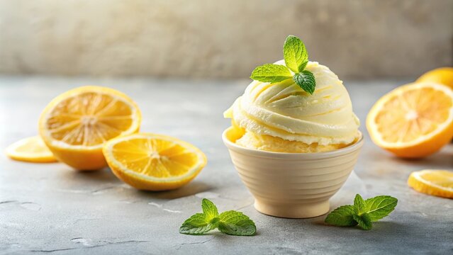 Refreshing gourmet yuzu ice cream dessert