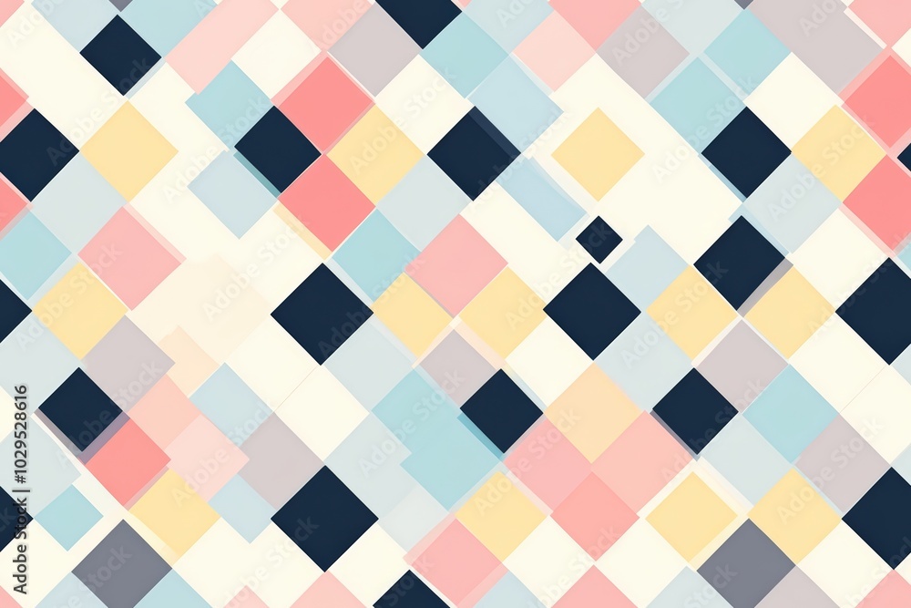 Poster abstract pattern with colorful geometric shapes on a light background.