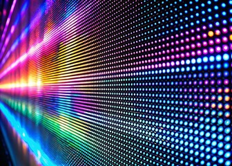 Obraz premium Panoramic LED Screen Texture with Digital Dots on Black Background for Modern Design Applications