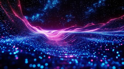 Obraz premium Vibrant Abstract Landscape with Stars and Neon Lights