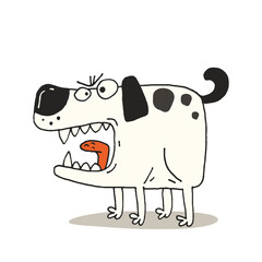 aggressive dog is barking. Vector cartoon illustration isolated on white