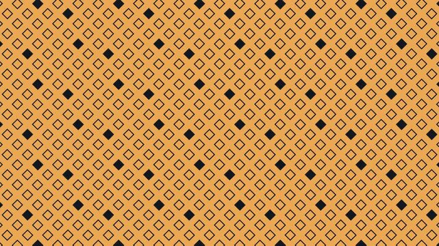 Seamless Loopable Rhombus Rectangle Eerie Black Color Shape Pattern on Maximum Yellow Red Color Background