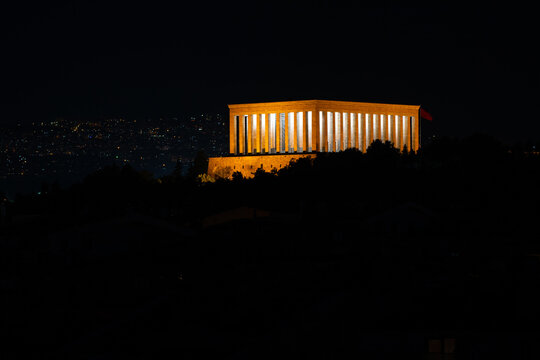 Anitkabir Mausoleum in the Night Lights Photo, Ankara Turkey (Turkiye)