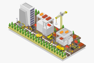 Building under construction isometric