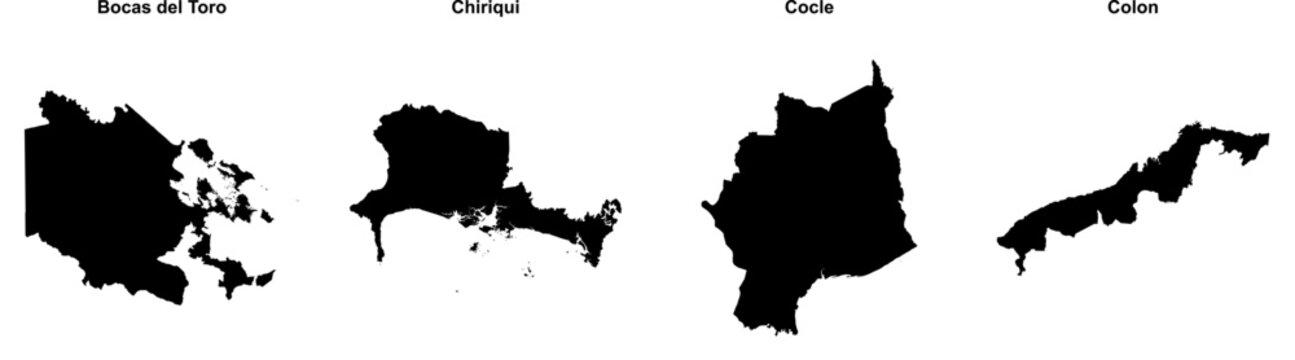 Bocas del Toro, Chiriqui, Cocle, Colon outline maps