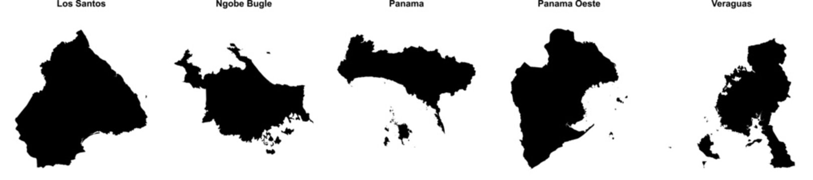 Los Santos, Ngobe Bugle, Panama, Panama Oeste, Veraguas outline maps