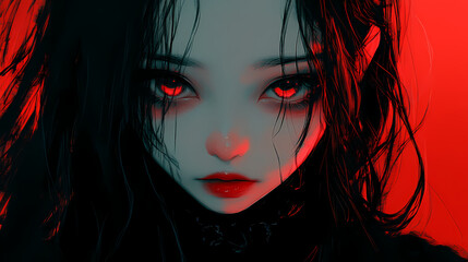 Fototapeta premium Kawaii Horror Anime Girl Character: Eerie Wallpaper