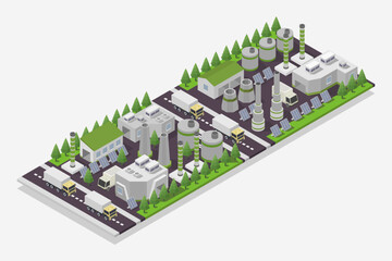 Eco future industrial revolution factory isometric