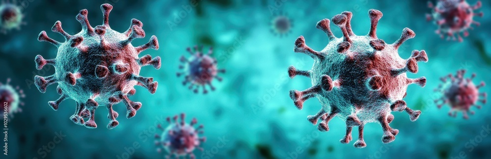 Wall mural corona virus - microbiology and virology concept - 3d rendering