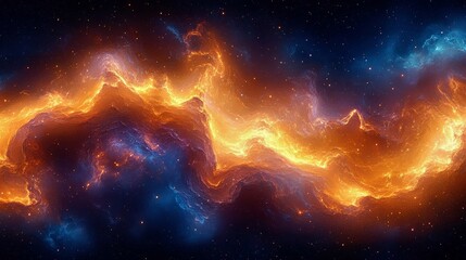 Obraz premium Stunning Cosmic Nebula with Fiery Orange and Blue Colors