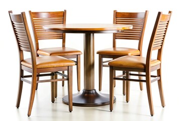 Fototapeta premium Restaurant table and chairs isolated on white background
