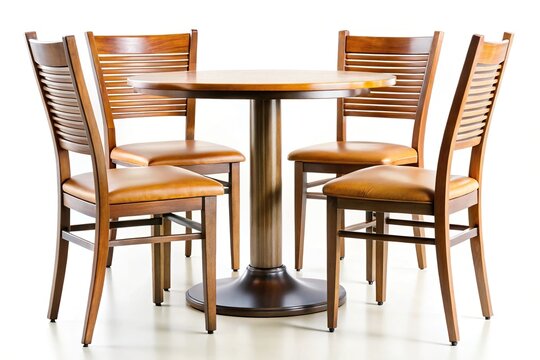 Restaurant table and chairs isolated on white background