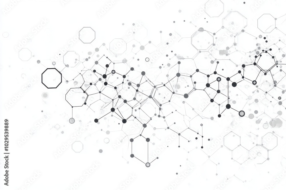 Poster abstract background with hexagons and connecting dots for medical, science, or technology design con