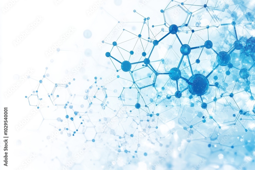 Poster abstract background with hexagons and connecting dots for medical, scientific, or technological desi