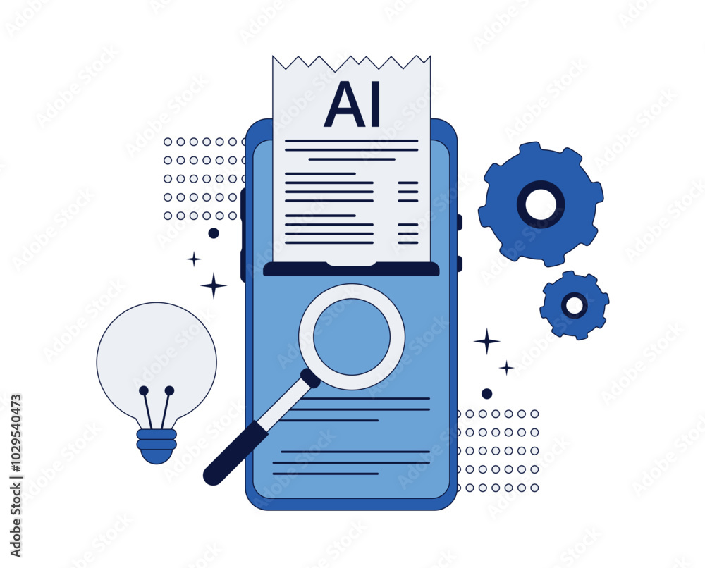 Poster artificial intelligence chatbot on smartphone. ai solves customer problems. vector illustration, con