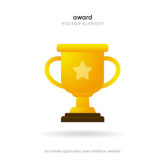 Award and winner cup icon. Awards simple yellow icons. Medal sign collection.  Medal, medal ribbon, ribbon, gold, badge, award, number, cup, star, trophy